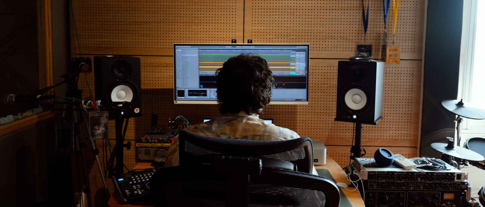 Bruno Simonetta working in the studio from the back